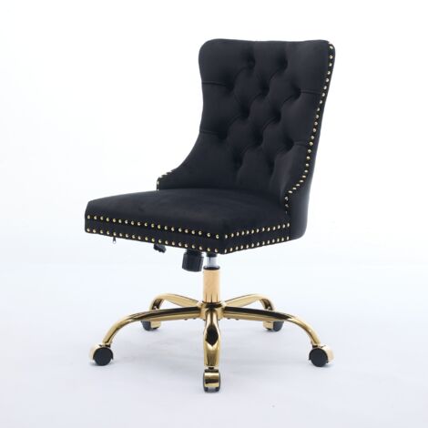 Sedia da Ufficio Moderna, Imbottitura Tripla Elastica, Struttura Robusta, Comoda e Durevole, in Velluto Nero, per Ufficio