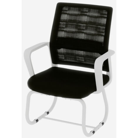 Sedia da Ufficio Moderna, Morbida e Confortevole, Design Minimalista, in Struttura Metallo, Nero e Bianco, per Casa e Ufficio