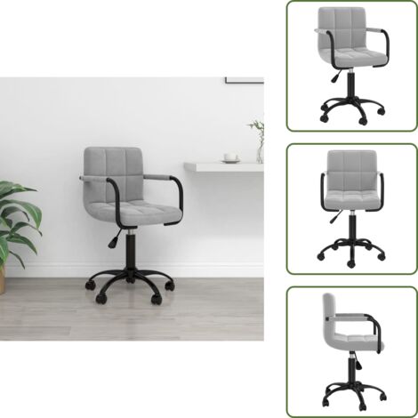 Sedia da ufficio moderna - vidaXL Sedia da Ufficio Girevole Grigio Chiaro in Velluto - Sedia da ufficio con ruote