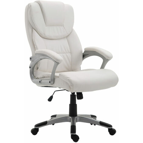 CLP Poltrona Ufficio Presidenziale Ergonomica Ufficio Bradford in  Similpelle O Stoffa I Sedia Studio Scrivania con Rotelle, Colore:Bianco