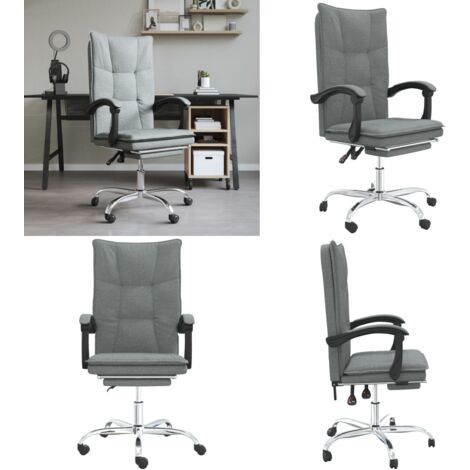 Sedia da Ufficio Reclinabile Grigio Scuro in Tessuto - Poltrona da ufficio - Sedia da ufficio in tessuto