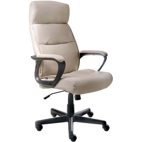 Sedia da ufficio retrò in similpelle beige Guru