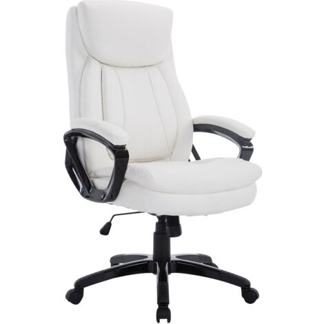 Sedia da ufficio su ruote peso fino a 180 kg meccanismo basculante in PVC bianco e plastica 100002600