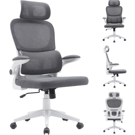 Sedia da Ufficio Tessuto Antisudore Grigio Struttura Bianca Poltrona Scrivania