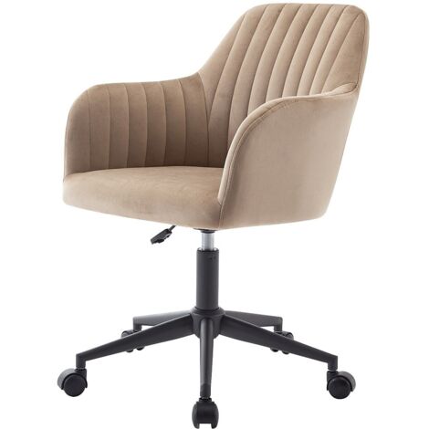 Sedia da ufficio Velluto Beige e Nero Altezza regolabile - ELEANA