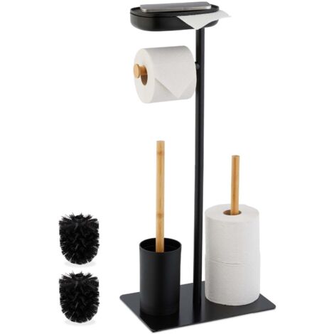 Sedia da WC con ripiano in bambù e ferro