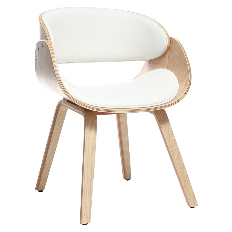 Miliboo - Sedia design bianco e legno chiaro bent