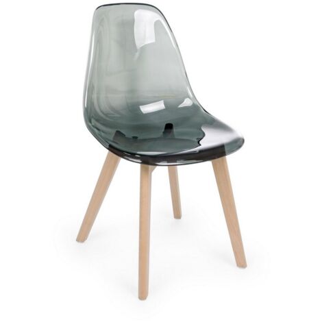 Sedia design policarbonato Easy fume' piedi in legno