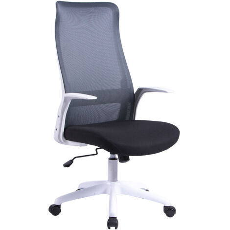 Sedia Direzionale da Ufficio 62x62x110-118 cm Arlington in Rete Tecnica Nero e Bianco