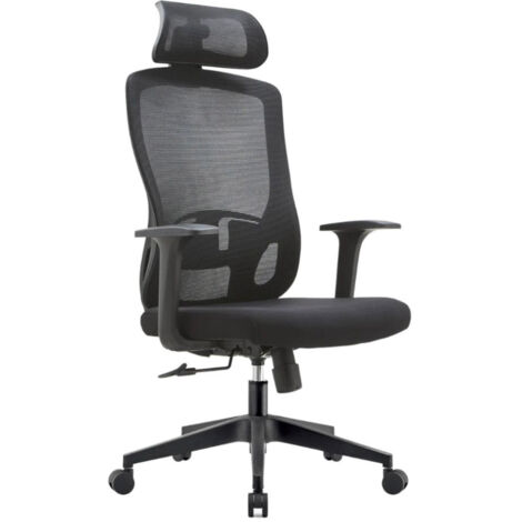 Sedia Direzionale da Ufficio 62x64x119/139 cm Ergonomica con Poggiabraccia Regolabili Nera