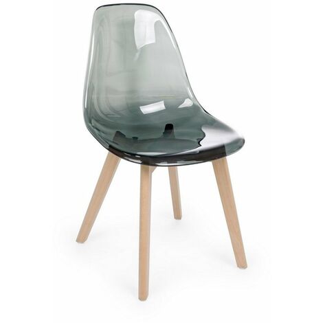 Sedia Easy con seduta e schienale in policarbonato, per arredo interno 52 x 47 x h 82 cm -Fumè / Confezione da 4 pezzi