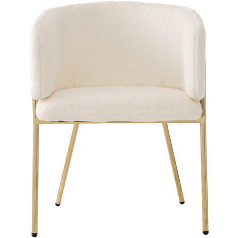 Sedia elegante seduta ampia facile da montare pelliccia sintetica beige per soggiorno e camera da letto