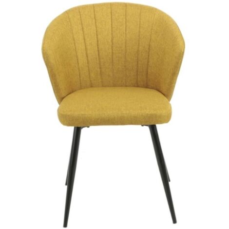 Sedia elegante tessuto giallo e piedi in metallo nero Krid