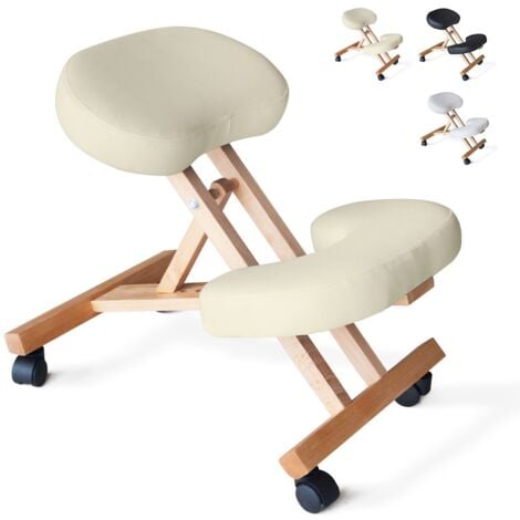 BODYLINE HEALTH AND MASSAGE Sedia legno ortopedica sgabello svedese ufficio ergonomica schiena Balancewood Colore: Bianco