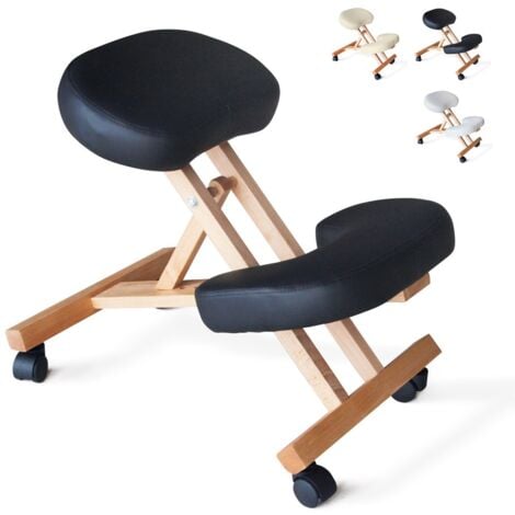 BODYLINE HEALTH AND MASSAGE Sedia ergonomica posturale sgabello svedese legno ufficio Balancewood Colore: Nero