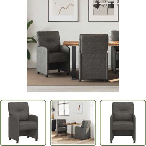Sedia ergonomica -  Sedie da Pranzo con Ruote con ruote 2 pcs Nero 57 x 67 x 95 cm