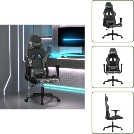Sedia ergonomica - vidaXL Sedia da Gaming Nero e Mimetico in Similpelle - Sedia reclinabile