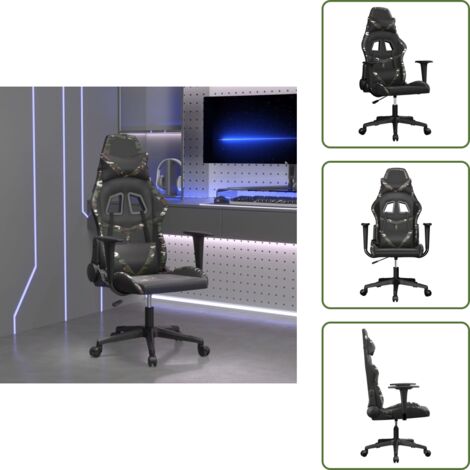 Sedia ergonomica - vidaXL Sedia da Gaming Nero e Mimetico in Similpelle - Sedia reclinabile