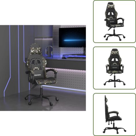 Sedia ergonomica - vidaXL Sedia da Gaming Nero e Mimetico in Similpelle - Sedia reclinabile