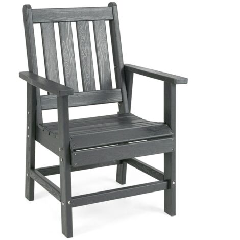 Sedia esterno HDPE resistente intemperie braccioli Poltrona adirondack effetto legno giardino Grigio