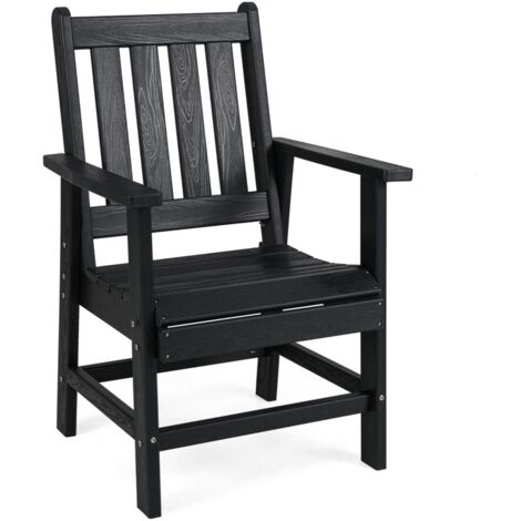 Sedia esterno HDPE resistente intemperie braccioli Poltrona adirondack effetto legno giardino Nero