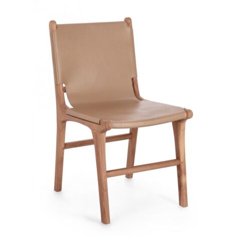 Sedia "Eugenie" con legno teak, per arredo interno 46 x 59 x h 85 cm -Tortora / Confezione da 1 pezzo