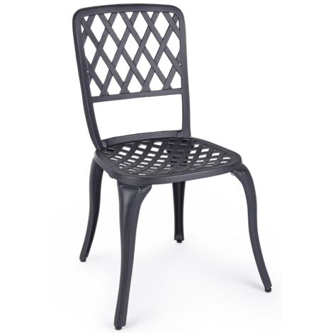 Sedia Faenza in alluminio da esterno per giardino e veranda h 89 cm -Antracite / Confezione da 2 pezzi
