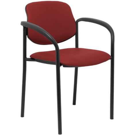 Sedia fissa Villalgordo similpiel telaio marrone nero con braccioli