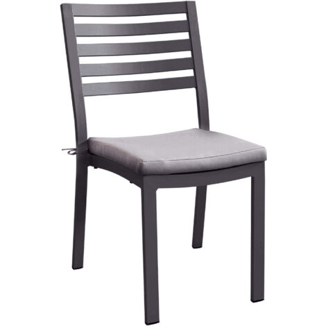 SEDIA FORMENTERA IN ALLUMINIO GRIGIO CON CUSCINO TAUPE