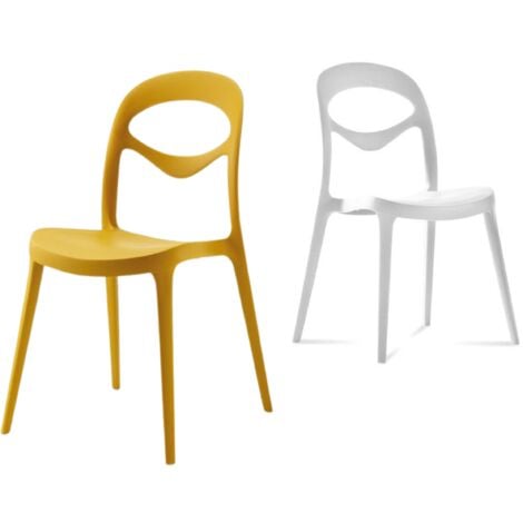 Sedia ForYou  Giallo Senape sedia seduta per esterno interno impilabile originale Domitalia bianca bar ristorante pub hotel