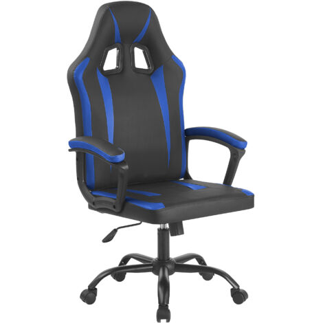Sedia Gaming Adulto Professionale SimilPelle Reclinabile Con Braccioli Poltrona Ufficio Regolabile in Altezza Pistone Gas Gamer Portata 150 Kg Blu