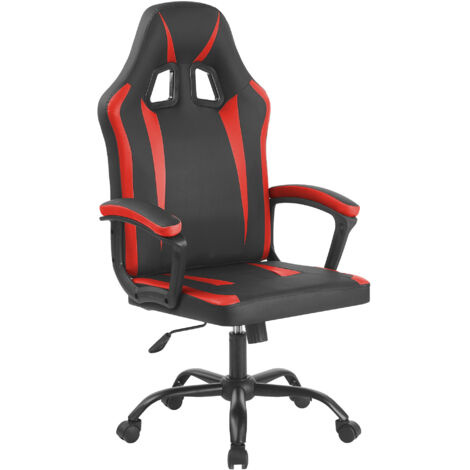 Sedia Gaming Adulto Professionale SimilPelle Reclinabile Con Braccioli Poltrona Ufficio Regolabile in Altezza Pistone Gas Gamer Portata 150 Kg Rosso