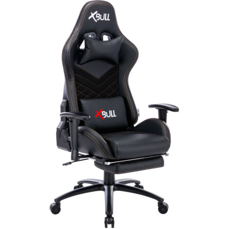 Sedia Gaming da Ufficio 68x55x129/139 cm con Poggiapiedi e Supporto Lombare Nera