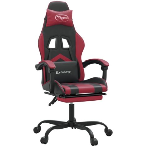 Sedia Gaming Girevole Poggiapiedi Nero e Rosso Vino Similpelle vidaXL