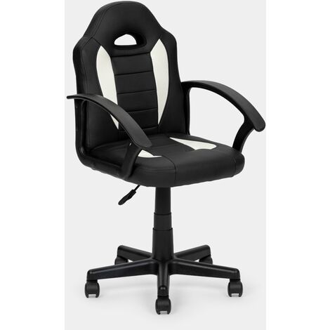 Sedia gaming junior RAGAZZI girevole poltrona ecopelle Oliver nero/bianco