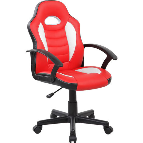 Sedia gaming junior RAGAZZI girevole poltrona ecopelle Oliver rosso/bianco