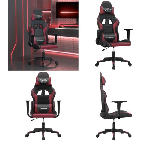 Sedia Gaming Massaggio Nero e Rosso Vino in Similpelle - Massaggio - Sedia con funzione massaggiante
