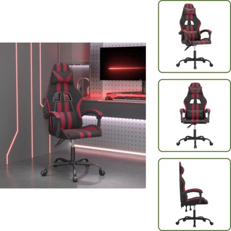 Sedia gaming Nero e Rosso Vino - vidaXL Sedia Gaming Nero e Rosso Vino in Similpelle - Sedia gaming con schienale regolabile