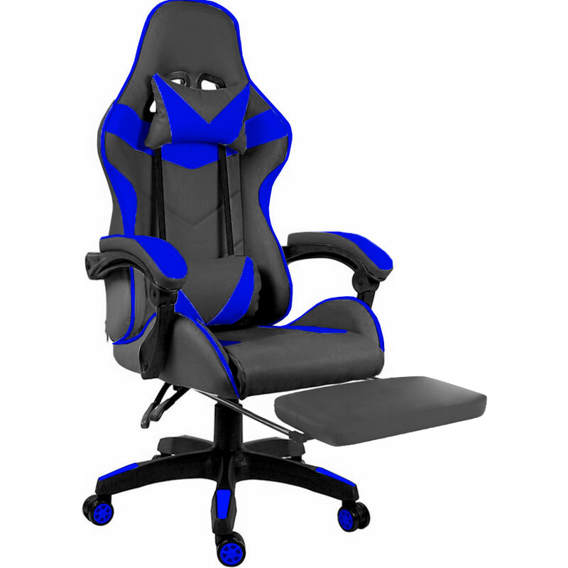 Bricozone - Sedia Gaming Poltrona Ufficio Scrivania Casa pc Stile Racing Girevole Ergonomica In Ecopelle Con Rotelle Cuscino Supporto Lombare