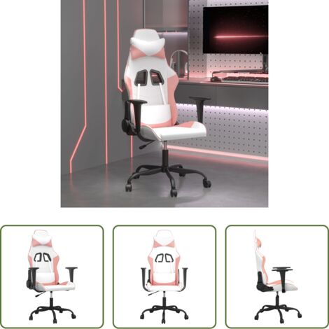 Sedia gaming -  Sedia da Gaming Bianco e Rosa in Similpelle