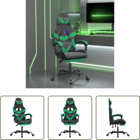 Sedia gaming -  Sedia da Gaming con Poggiapiedi Nero e Verde in Similpelle