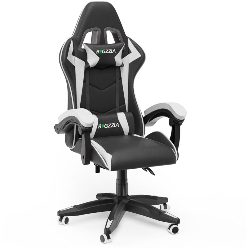 Bigzzia - Sedia Gaming, Sedia Girevole ergonomica, pu Poltrona Racing Nero e Bianco - Nero e Bianco