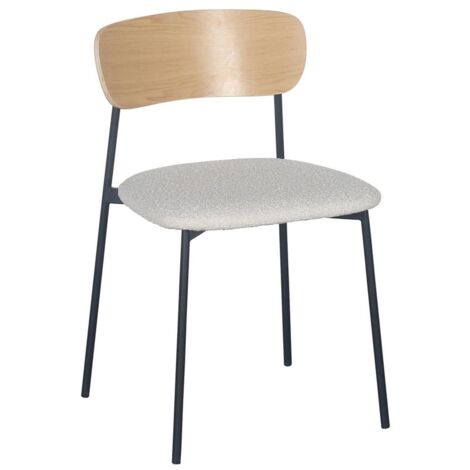 Sedia Genevieve con struttura in compensato, per arredo interno 46 x 49 x h 76,5 cm -Avorio / Confezione da 2 pezzi