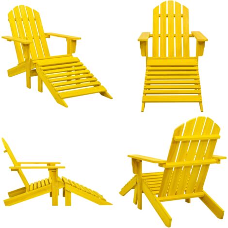 Sedia Giardino Adirondack con Ottomana Massello di Abete Gialla - Pouf da giardino - Sedia da giardino in legno