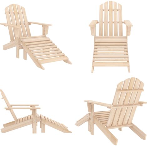 Sedia Giardino Adirondack con Ottomana Massello di Abete - Pouf - Sedia da giardino