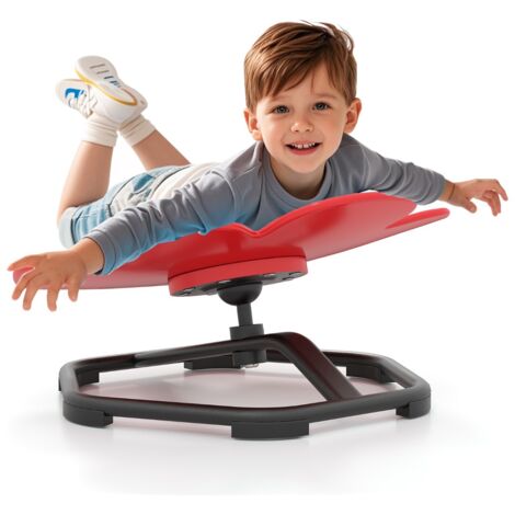 Sedia girevole a 360° con aspetto fiore e base in metallo antiscivolo, Sedia sensoriale per bambini e l'equilibrio Rosso