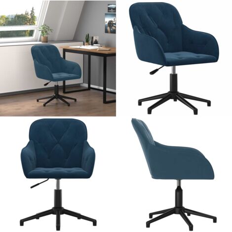 Sedia Girevole da Ufficio Blu in Velluto - Seduta in velluto - Sedia da ufficio in metallo