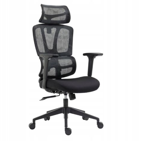 Sedia girevole ergonomica nera per studio e ufficio con schienale Furnitex