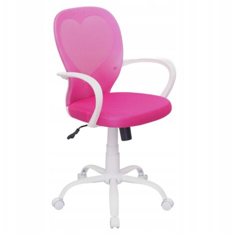 Sedia GIREVOLE rosa per RAGAZZA per scrivania da studio con CUORE