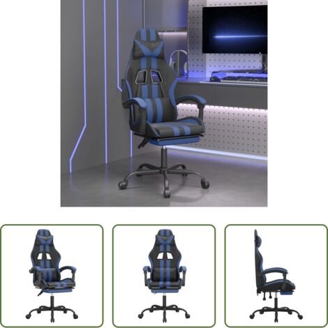 Sedia girevole -  Sedia da Gaming Girevole con Poggiapiedi Nero e Blu Similpelle